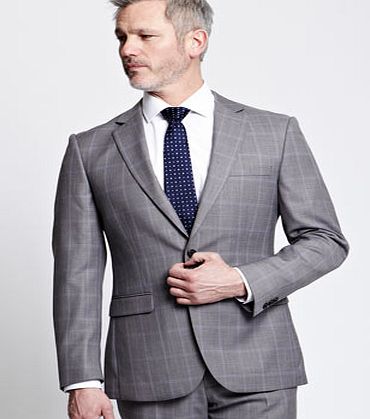 Bhs Mens Grey Check Suit Jacket, Mid grey BR64T07AGRY