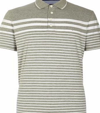 Bhs Mens Grey Chest Stripe Jersey Polo Shirt, GREY