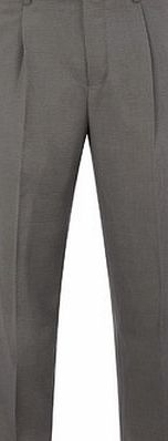 Bhs Mens Grey Regular Fit Pleat Front Trousers, Grey