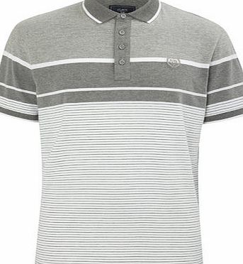 Bhs Mens Grey Striped Polo Shirt, LT GREY BR52J08GGRY