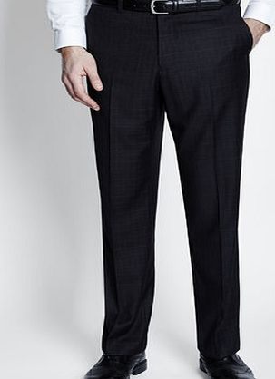 Bhs Mens Grey Windowpane Check Trousers, Grey