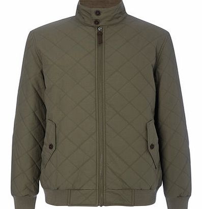 Bhs Mens Khaki Quilted Bomber Jacket, Green