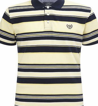 Bhs Mens Lemon Varied Stripe Polo Shirt, YELLOW