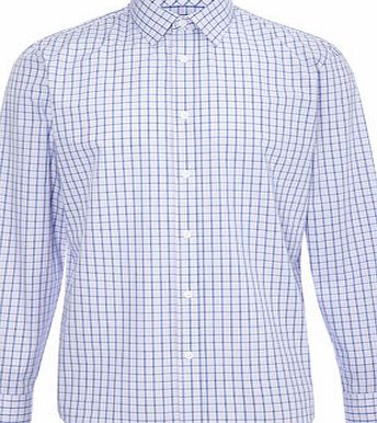 Bhs Mens Lilac Blue Check Tailored Point Collar