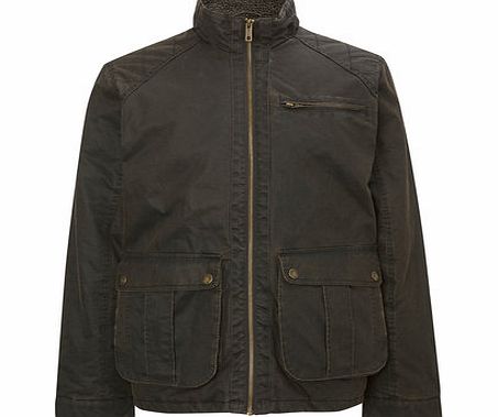 Bhs Mens Mock Leather Harrington Jacket, Brown