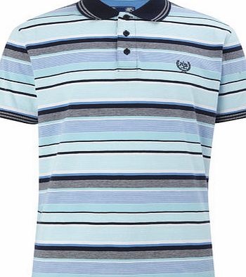 Bhs Mens Multi Stripe Blue Jersey Polo Shirt, LT