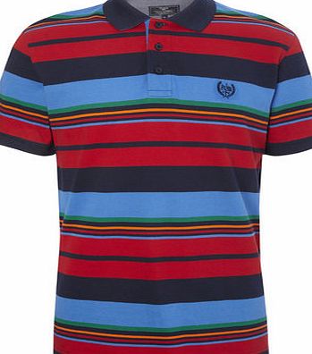 Bhs Mens Multi Striped Polo Shirt, RED BR52P39GRED