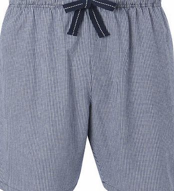 Bhs Mens Navy Gingham Pyjama Shorts, Blue BR62S07GNVY