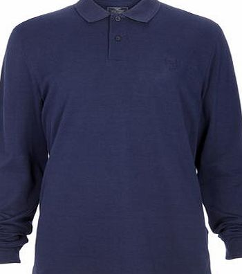 Bhs Mens Navy Long Sleeve Polo Shirt, Blue BR54P02HNVY