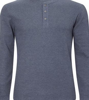 Bhs Mens Navy Long Sleeve Waffle Textured Top, Blue