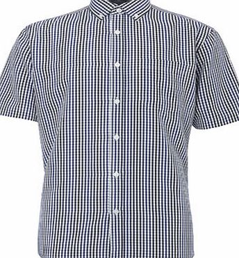 Bhs Mens Navy Mid Checked Soft Touch Shirt, Blue
