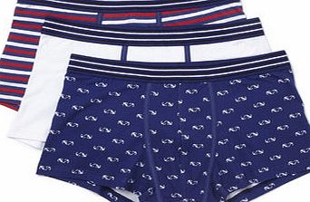 Bhs Mens Navy Mix 3 Pack Nautical Design Hipsters,