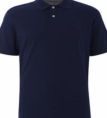 Bhs Mens Navy Plain Cotton Pique Polo Shirt, Blue