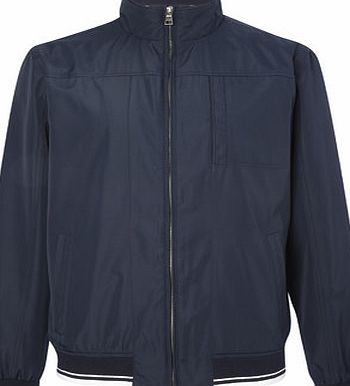 Bhs Mens Navy Soft Touch Tipped Bomber Jacket, Navy