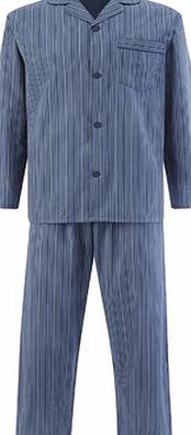 Bhs Mens Navy Stripe Easy Care Pyjamas, Blue