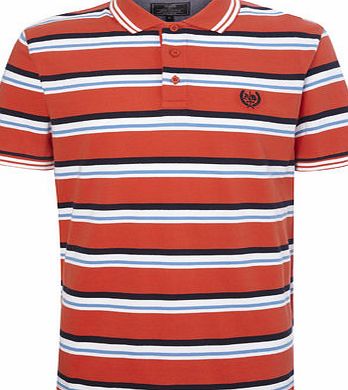 Bhs Mens Orange Stripe Polo Shirt, ORANGE BR52P41GORG
