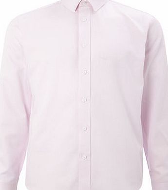 Bhs Mens Pink Herringbone Slim Collar Shirt, Dark