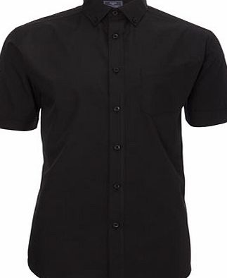 Bhs Mens Plain Black Short Sleeve Shirt, Black