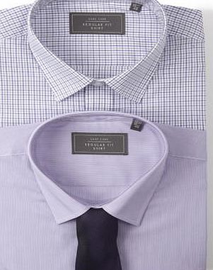 Mens Purple 2 Pack Check  Stripe Co-ord Shirts,