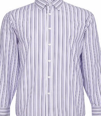 Bhs Mens Purple Bengal Stripe Point Collar Shirt,