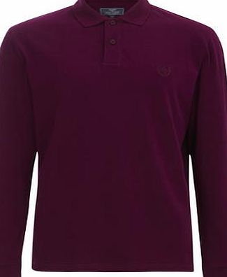 Bhs Mens Purple Long Sleeve Polo Shirt, PURPLE