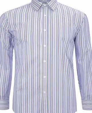 Bhs Mens Purple Multi Stripe Point Collar Shirt,