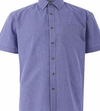 Bhs Mens Purple Navy Check Shirt, Blue BR66S03GPUR