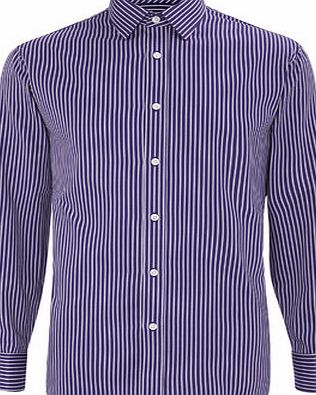 Mens Purple Stripe Double Cuff Point Collar