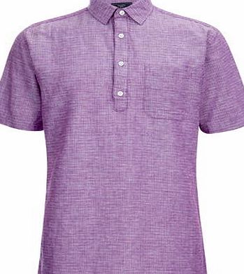 Bhs Mens Purple Textured Linen Blend Shirt, Purple