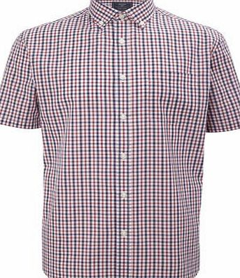 Bhs Mens Red Great Value Checked Cotton Mix Shirt,
