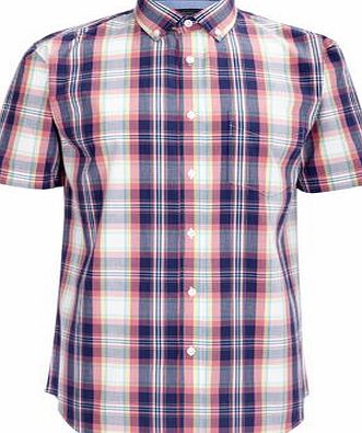 Bhs Mens Red Mix Checked Cotton Shirt, Red BR51A18GRED