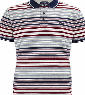 Bhs Mens Red Multi Stripe Jersey Polo Shirt, RED