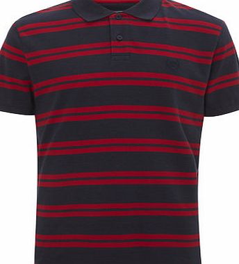 Bhs Mens Red Twin Stripe Pique Polo Shirt, Blue