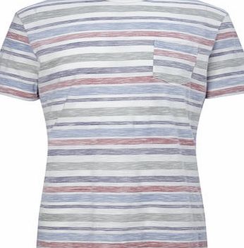 Bhs Mens Reverse Print Stripe Tshirt, NATURAL