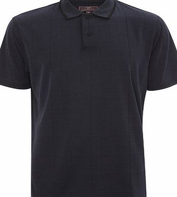 Bhs Mens Short Sleeved Navy Check Soft Touch Polo