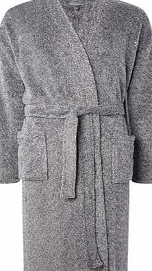Bhs Mens Supersoft Grey Kimono Dressing Gown, Grey