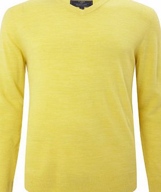 Bhs Mens Supersoft Yellow V Neck Jumper, Yellow