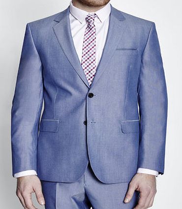 Bhs Mens Tailored Blue Chambray Suit Jacket, Blue