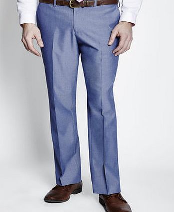 Bhs Mens Tailored Fit Blue Chambray Suit Trousers,