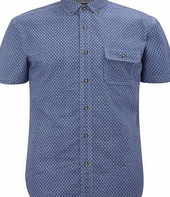 Bhs Mens Trait Blue Cotton Star Print Shirt, Blue