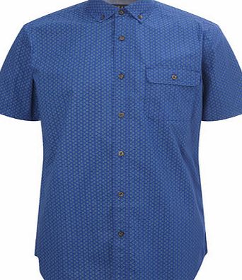 Bhs Mens Trait Blue Leaf Print Cotton Shirt, Blue