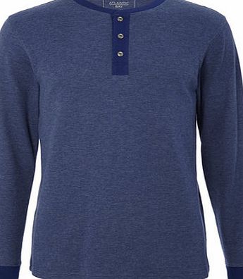 Bhs Mens Trait Navy Contrast Waffle Textured Top,