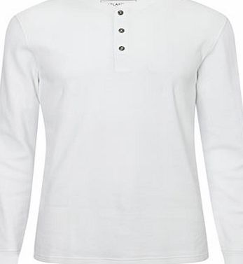 Bhs Mens White Long Sleeve Waffle Textured Top,