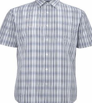 Bhs Mens White Mix Ombre Checked Soft Touch Shirt,