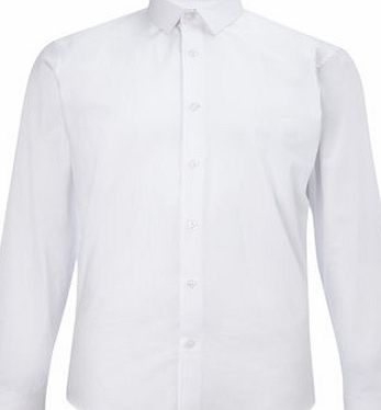 Bhs Mens White Slim Fit Sateen Shirt, White