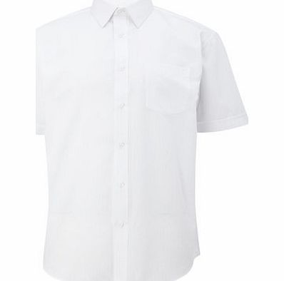 Bhs Mens White Texture Herringbone Stripe Shirt,