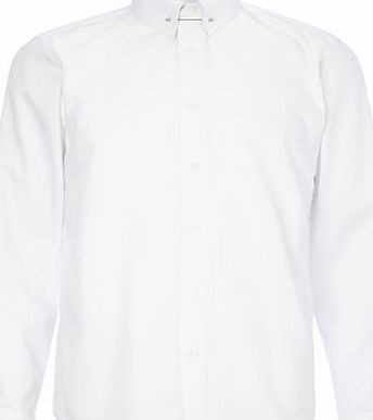 Bhs Mens White Twill Collar Bar Shirt, White