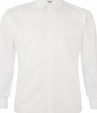 Bhs Mens White Twill Regular Fit Point Collar Shirt