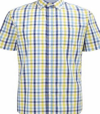 Bhs Mens Yellow Mix Cotton Checked Shirt, Yellow