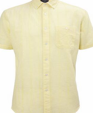 Bhs Mens Yellow Textured Linen Blend Shirt, Yellow
